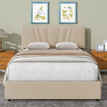 Full Upholstered Platform Bed With Lifting Storage, Full Size Bed Frame With Storage And Tufted Headboard,Wooden Platform Bed For Kids Teens Adults,No Box Spring Needed Box Spring Not Required Full Light Beige Wood Bedroom American Design Bed Frame Linen