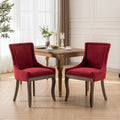 Ultra Side Dining Chair,Thickened Fabric Chairs With Neutrally Toned Solid Wood Legs,Bronze Nail Head,Set Of 2,Wine Red,Burdy,Sw1807Wr Burgundy Dining Room American Design Dining Chairs Set Of 2 Foam Fabric