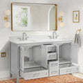 60 in Undermount Double Sinks Bathroom Storage Cabinet 4+-light gray-4+-soft close