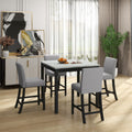 5 Piece Dining Table and Chair Set, Wooden Dining black+ gray-solid wood+mdf