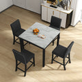 5 Piece Dining Table and Chair Set, Wooden Dining black+ gray-solid wood+mdf