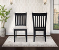 Dining Room Furniture Black Finish Set Of 2 Seating Chairs Cushion Seats Wooden Back Kitchen Breakfast Chairs Solid White Dining Room Rubberwood Slat Back Engineered Wood Black White Painted Foam Dry Clean Rectangular Mid Century Modern,Minimalist,Rustic