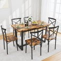 7 Pieces Dining Set 7 Piece Kitchen Table Set Perfect For Kitchen, Breakfast Nook, Living Room Occasions Brown Seats 6 Mdf Steel