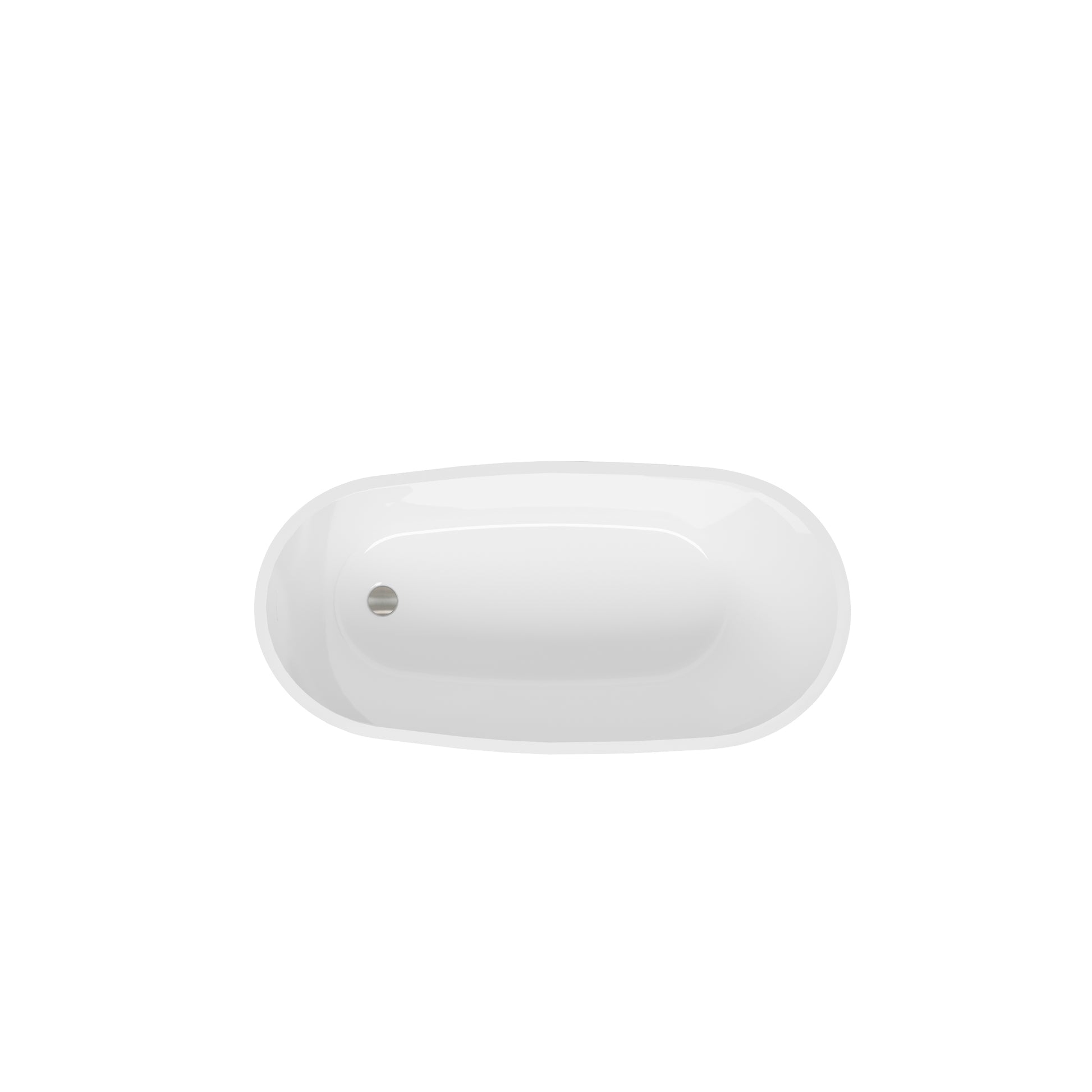 59" Acrylic Freestanding Bathtub, Modern & Contemporary Design Soaking Tub With Brushed Nickel Toe Tap Drain And Integrated Slotted Overflow, Glossy White, Cupc Certified, 02141 Bn Glossy White Oval Bathroom Freestanding Tubs Polished 59 61 In