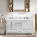 60 in Undermount Double Sinks Bathroom Storage Cabinet light gray-4+-soft close
