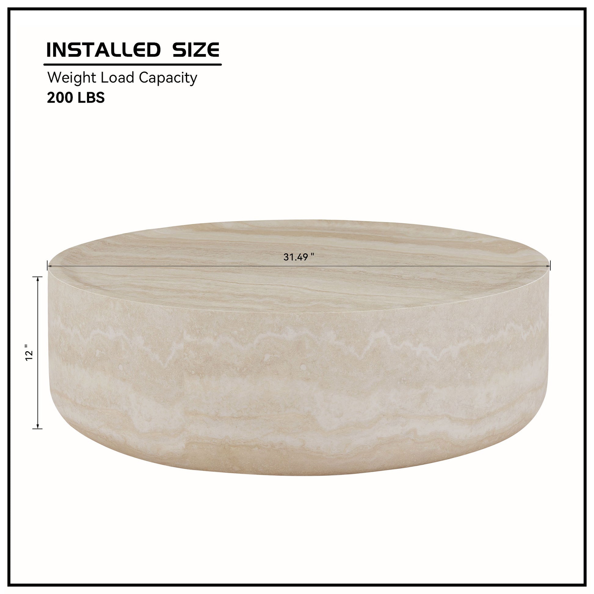31.49'' Faux Mars Pattern Coffee Tables For Living Room Round Tea Table For Living Room, No Need Assembly. Marble Fiberglass