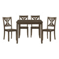 Charcoal Brown Finish 5Pc Dining Set Table And 4 Side Chairs X Back Design Kitchen Dining Furniture Wooden Transitional Breakfast Wood Wood Brown Mix Seats 4 Wood Dining Room 36 Inches Casual,Transitional 4 Leg Square Dining Table With Chair Wood