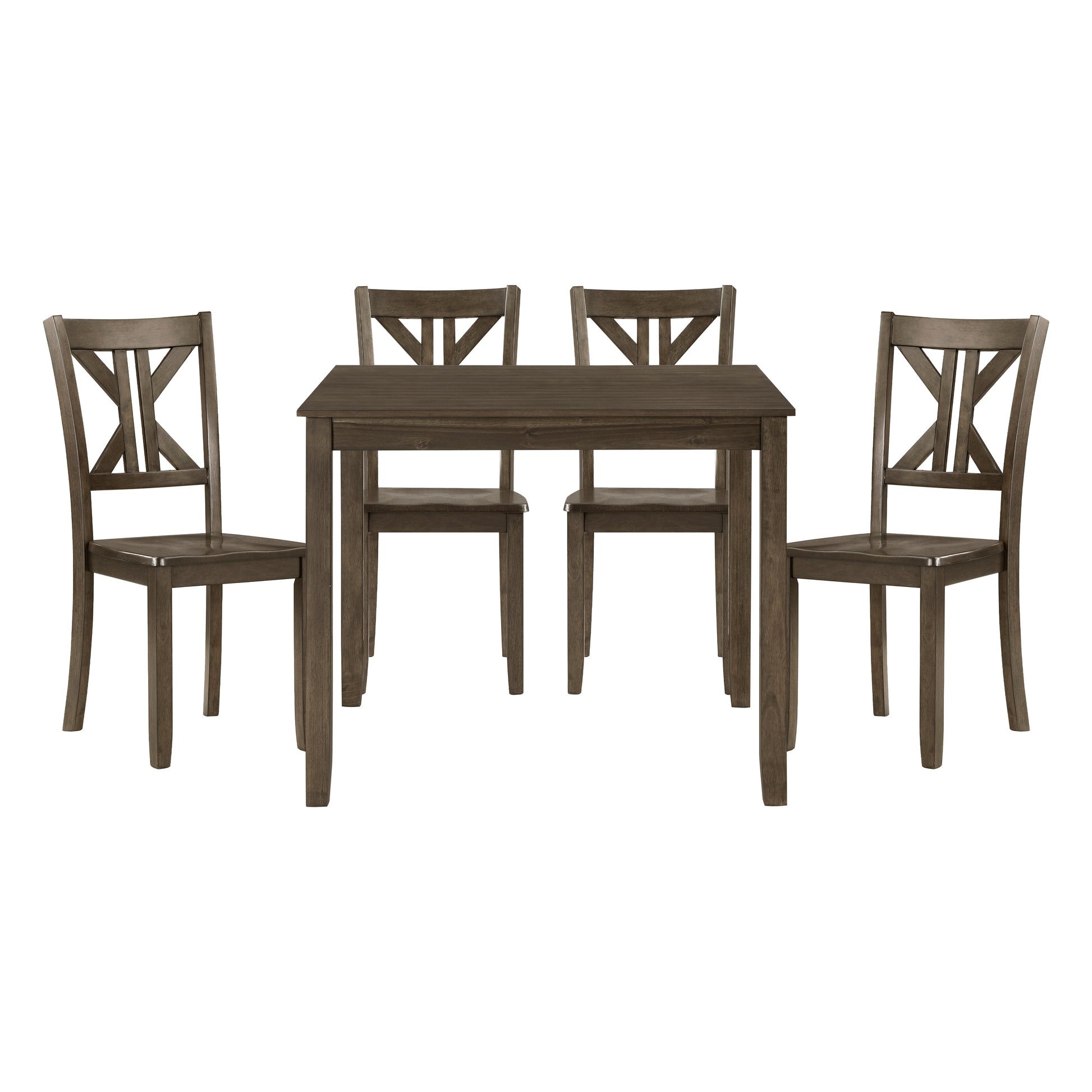 Charcoal Brown Finish 5Pc Dining Set Table And 4 Side Chairs X Back Design Kitchen Dining Furniture Wooden Transitional Breakfast Wood Wood Brown Mix Seats 4 Wood Dining Room 36 Inches Casual,Transitional 4 Leg Square Dining Table With Chair Wood