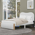 Full Size Upholstered Platform Bed With Wood Supporting Feet, White Box Spring Not Required Full White Bedroom Bed Frame Upholstered