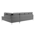 Contemporary Gray 3Pc Sectional Sofa With Rsf Chaise Ottoman Tufted Detail Faux Leather Upholstered Solid Wood Living Room Furniture L Shape Sofa Chaise Gray Faux Leather Wood Primary Living Space Contemporary L Shaped Solid Wood