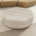 35.43'' Faux Mars Pattern Coffee Tables For Living Room Round Tea Faux Travertine Textured Table For Living Room, No Need Assembly. Marble Fiberglass