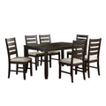 7pc Dining Set Brown Finish Table and 6 Side Chairs wood-wood-brown-seats 6-wood-dining room-60