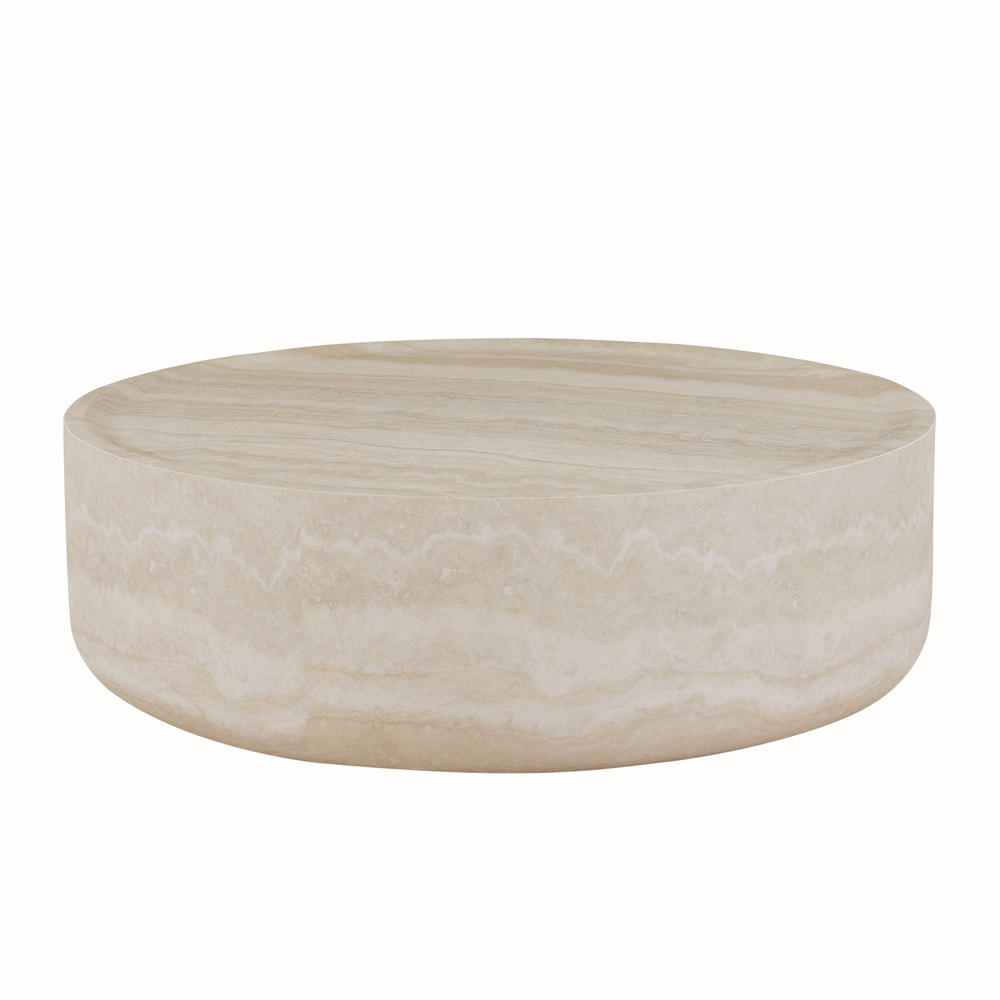 35.43'' Faux Mars Pattern Coffee Tables For Living Room Round Tea Faux Travertine Textured Table For Living Room, No Need Assembly. Marble Fiberglass