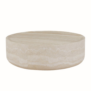 35.43'' Faux Mars Pattern Coffee Tables For Living Room Round Tea Faux Travertine Textured Table For Living Room, No Need Assembly. Marble Fiberglass