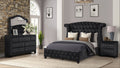 King 4 Pc Upholstery Bedroom Set Made With Wood In Black Box Spring Not Required King Black Wood 4 Piece Set Bedroom Contemporary,Modern Acacia Upholstered Velvet Tufted Wood