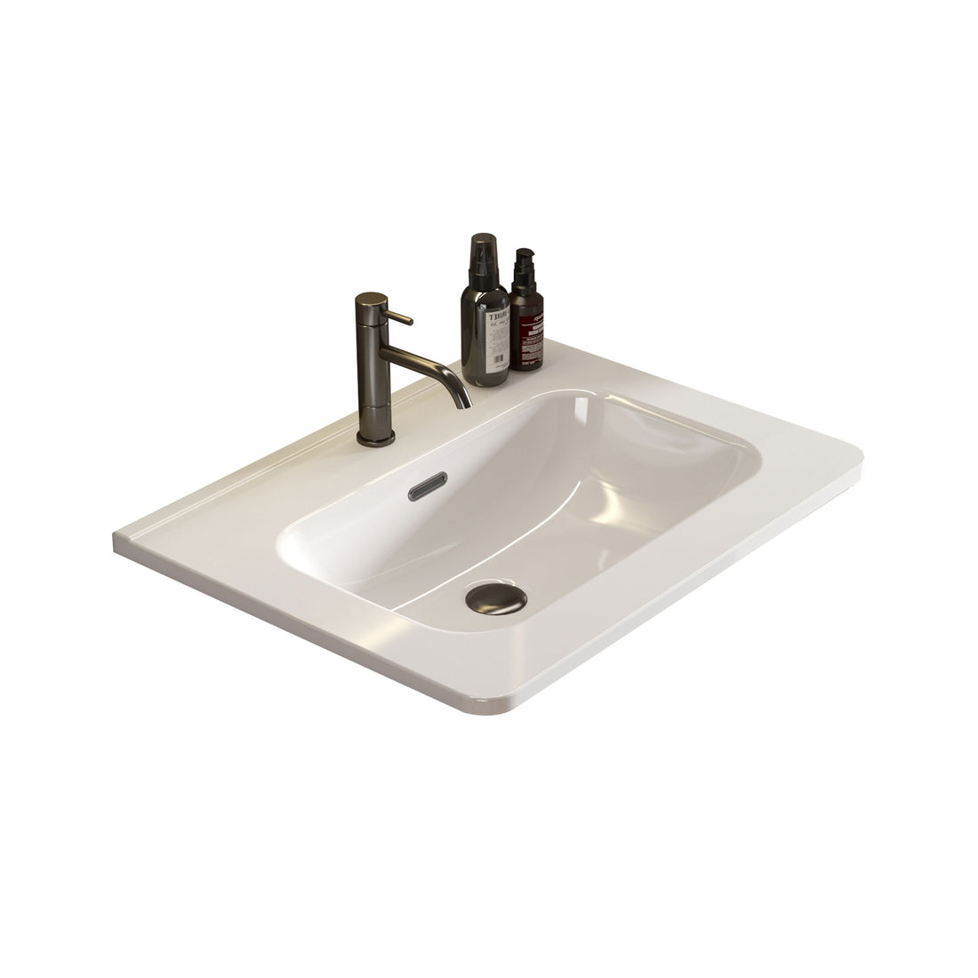 Bb0424Y301, Integrated Glossy White Ceramic Basin