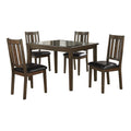 Dark Brown Cherry Finish 5pc Dining Set Table with 4 wood-brown mix-seats 4-wood-dining room-48