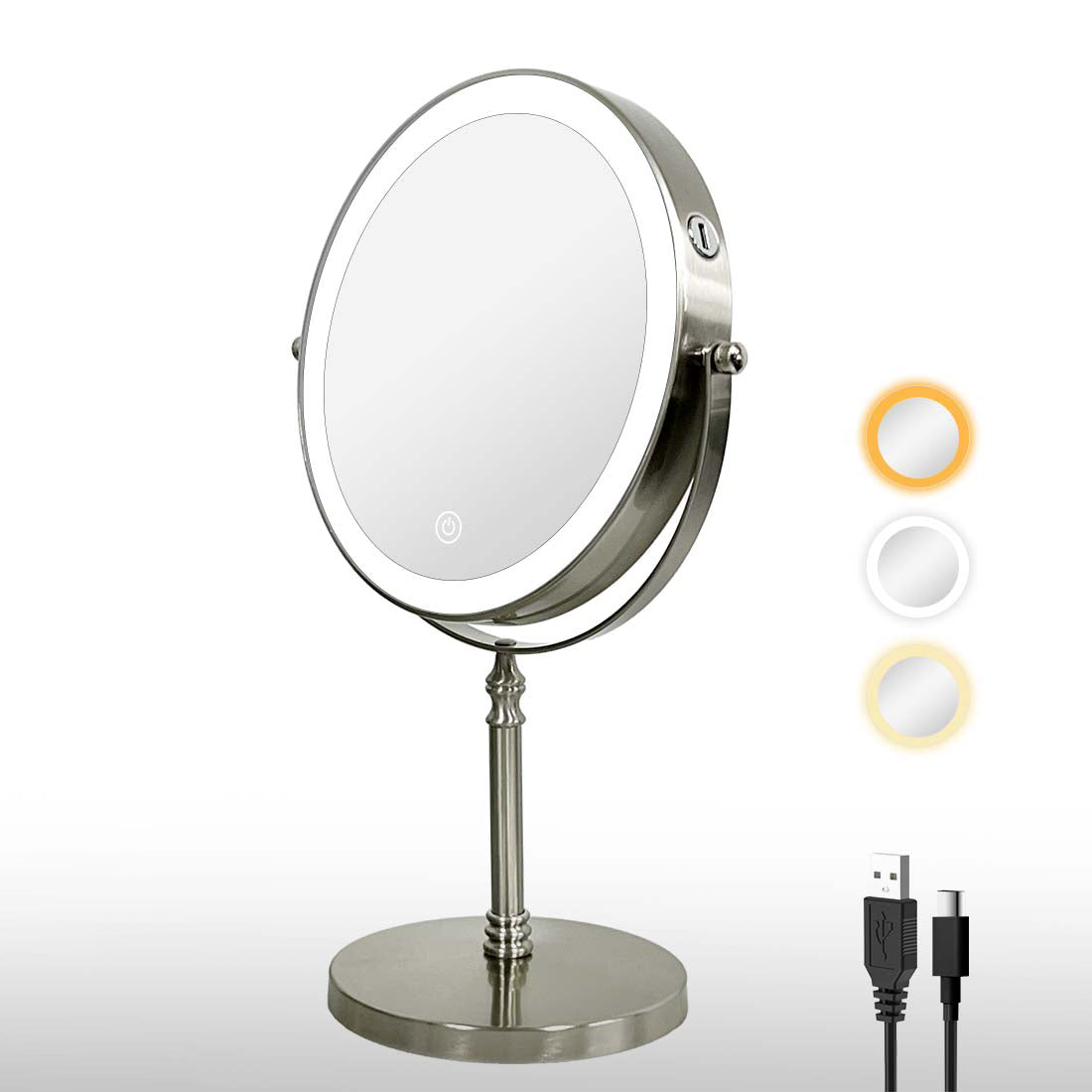 8 Inches Lighted Makeup Mirror with 10X Magnification gold-metal