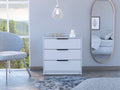 Washington Three Drawer Dresser White White Bedroom American Design,Modern Pine Pine Engineered Wood