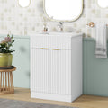 Video 24Inch Modern Bathroom Vanity For Small Bathroom,White Storge Cabinet With Ceramic Sink White Mdf