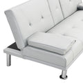 67 Inch White Leather Multifunctional Double Pullout Sofa Bed With Coffee Table White Leather 2 Seat