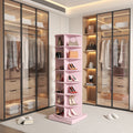 360 Pink Rotating Shoe Cabinet With 7 Layers Can Accommodate Up To 28 Paris Shoes Round 5 Or More Shelves Pink Corner Unit Primary Living Space American Design,American Traditional,Antique Plywood