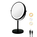 8 Inches Lighted Makeup Mirror with 10X Magnification black-metal
