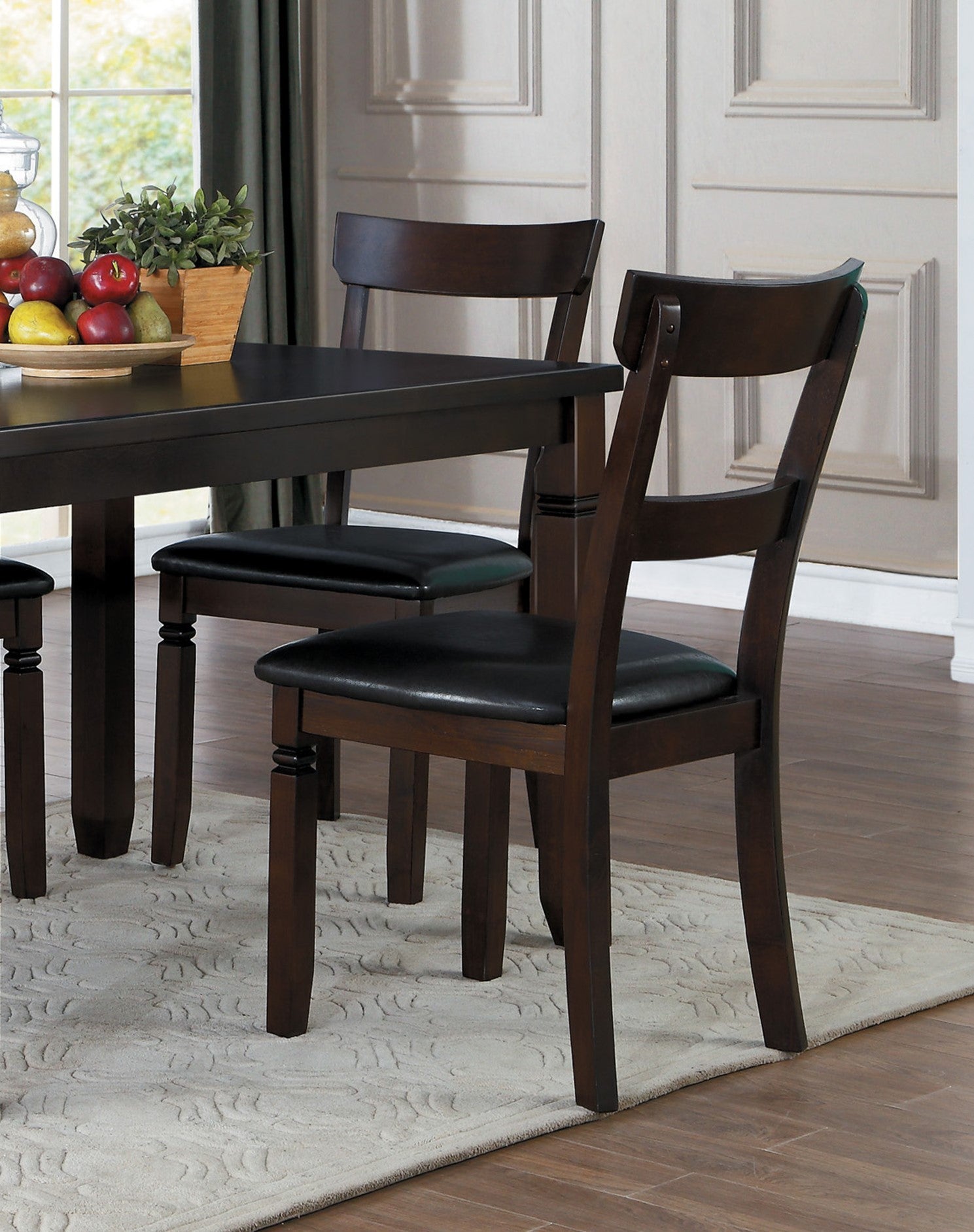 5pc Dining Set Espresso Finish Dining Table and 4 wood-wood-espresso-seats 4-wood-dining room-48