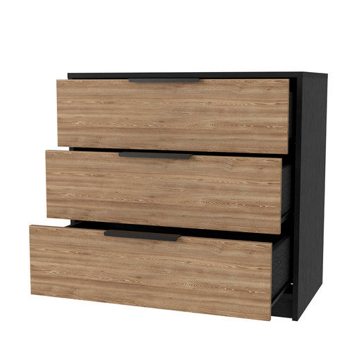 Washington Three Drawer Dresser Multicolor American Design,Industrial,Modern Pine Engineered Wood