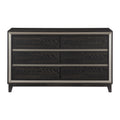 Modern Bedroom 1Pc Dresser Of 6 Drawers Grooves Cutouts Pulls Ebony Finish And Silver Contemporary Wooden Furniture Ebony Bedroom Contemporary,Modern Wood