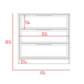 Washington Three Drawer Dresser White White Bedroom American Design,Modern Pine Pine Engineered Wood