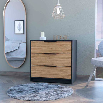 Washington Three Drawer Dresser Multicolor American Design,Industrial,Modern Pine Engineered Wood