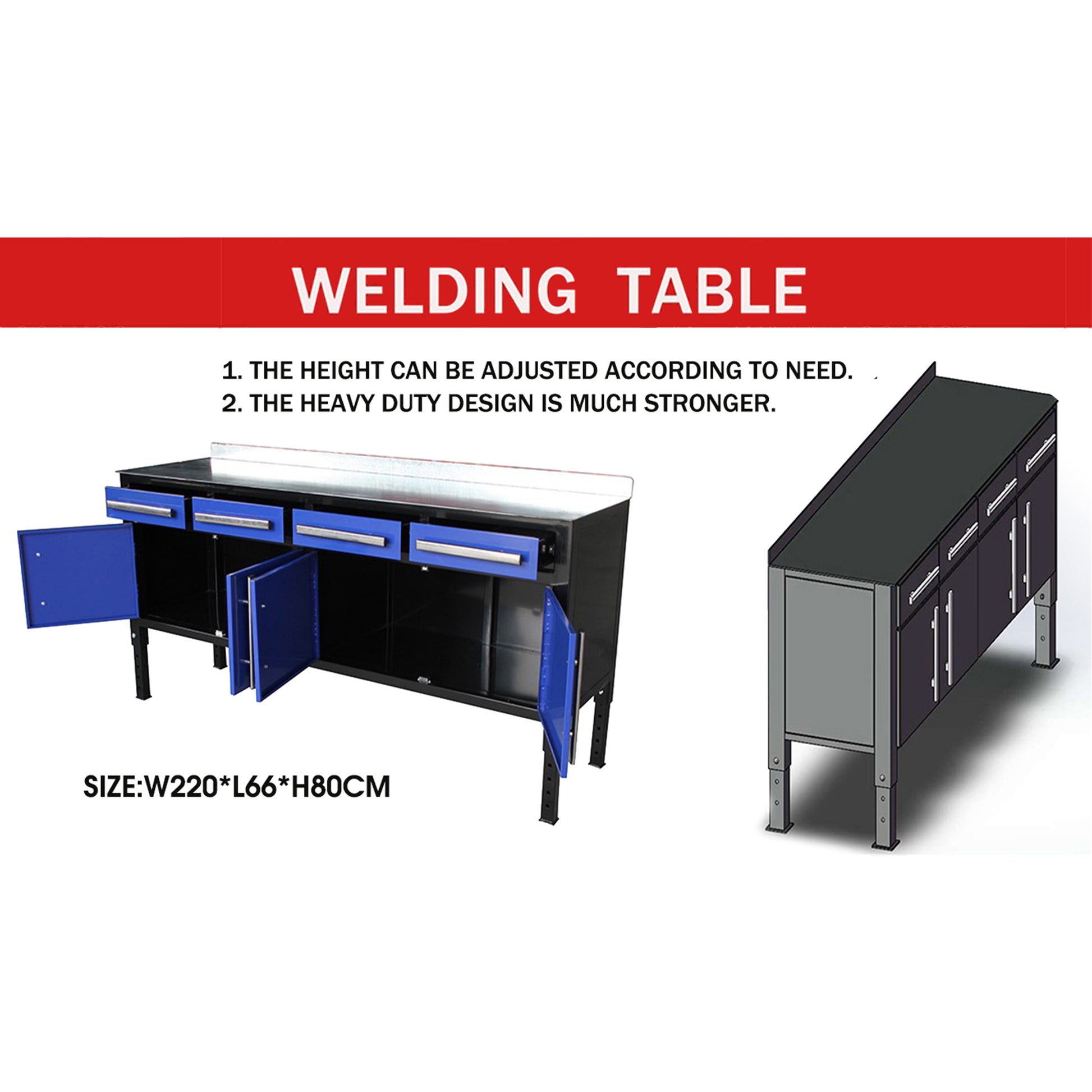 7.2 Ft Welding Work Table With Adjustable Height