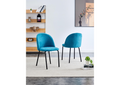 Blue Modern Chair Set Of 2 With Iron Tube Legs, Soft Cushions And Comfortable Backrest, Suitable For Dining Room, Living Room, Cafe Teal Blue Fabric