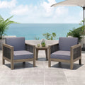 Set Of 2, Outdoor Acacia Wood Club Chair With Wicker Accents, Gray Mixed Gray Brown, 30.25