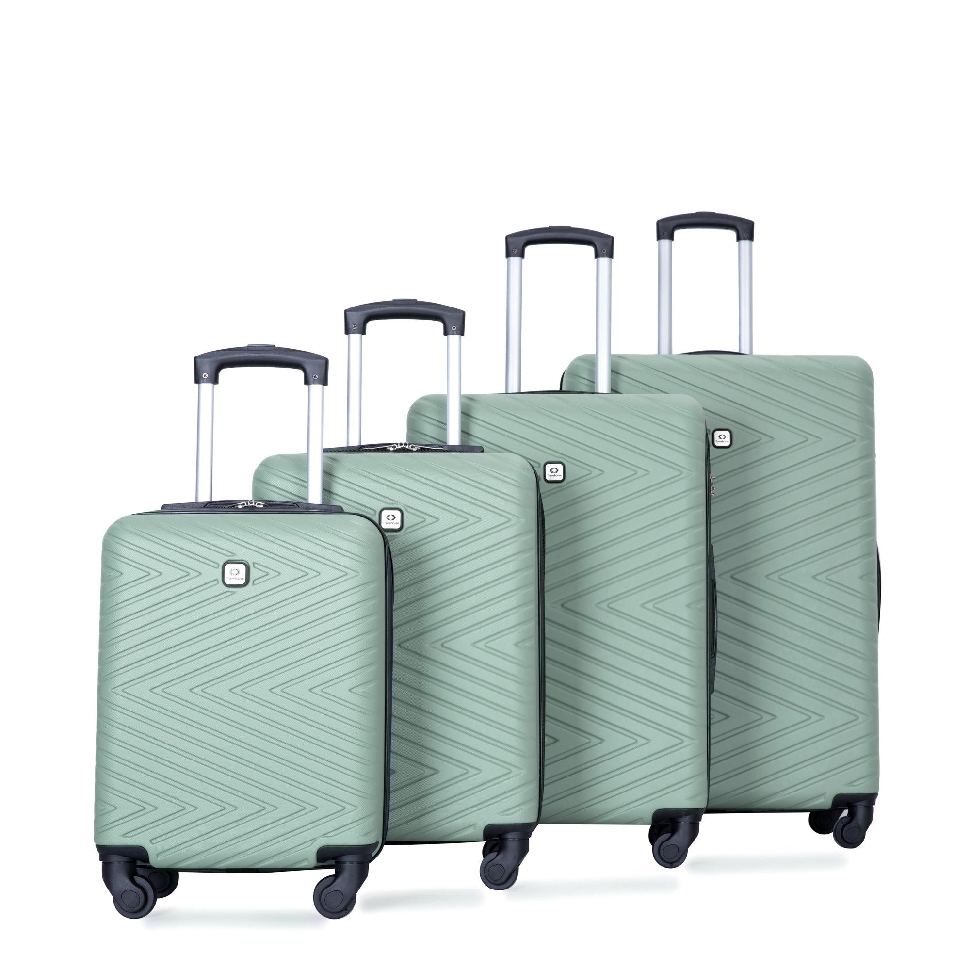 luggage 4 piece ABS lightweight suitcase with rotating olive green-abs