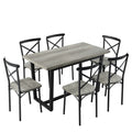 7 Pieces Dining Set 7 Piece Kitchen Table Set Perfect For Kitchen, Breakfast Nook, Living Room Occasions Gray Seats 6 Mdf Iron