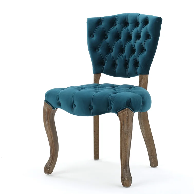 Kd Tufted Chair Wthr Set Of 2 Teal Altay Velvet