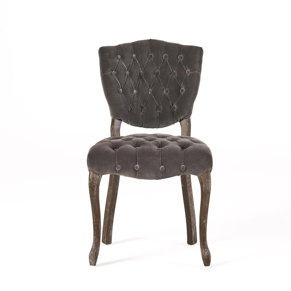 Kd Tufted Chair Wthr Set Of 2 Charcoal Altay Velvet