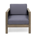 Outdoor 4 Seater Acacia Wood Chat Set With Wicker Accents And Cushions, Gray Mixed Gray Dark Gray Gray Acacia Wood