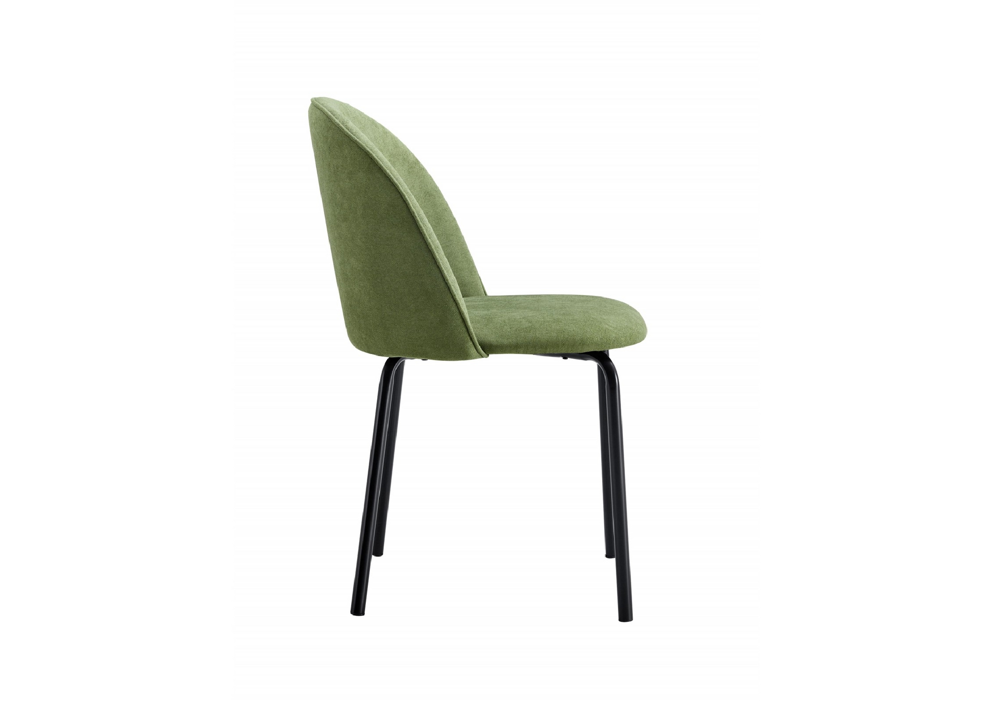 Green Modern Chair Set Of 2 With Iron Tube Legs, Soft Cushions And Comfortable Backrest, Suitable For Dining Room, Living Room, Cafe,Hairball Back Soft Green Fabric