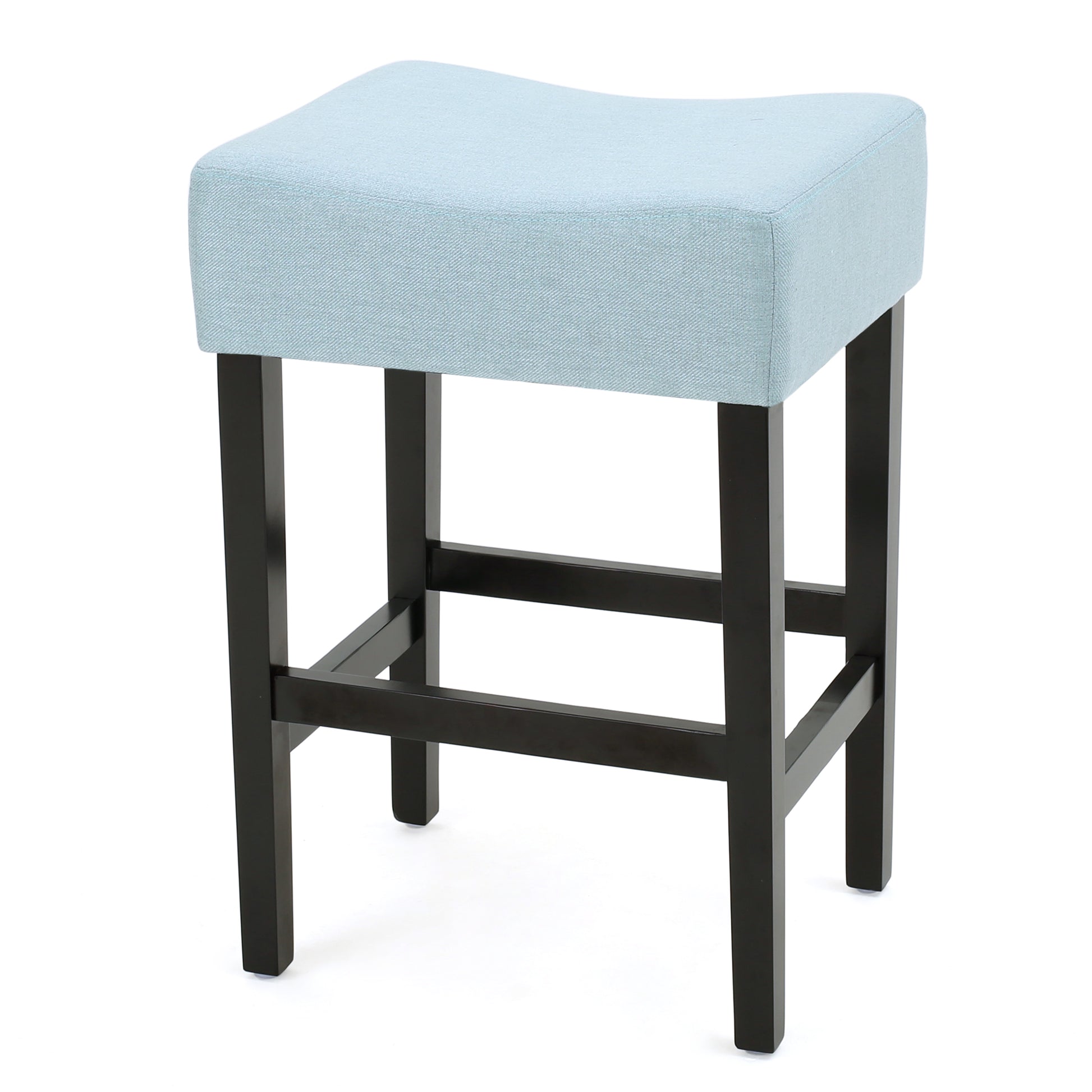 Set Of 2, 26.75" Backless Leather Counter Height Barstool, Light Blue Light Blue Fabric