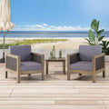 Set Of 2, Outdoor Acacia Wood Club Chair With Wicker Accents, Gray Mixed Gray Brown, 30.25