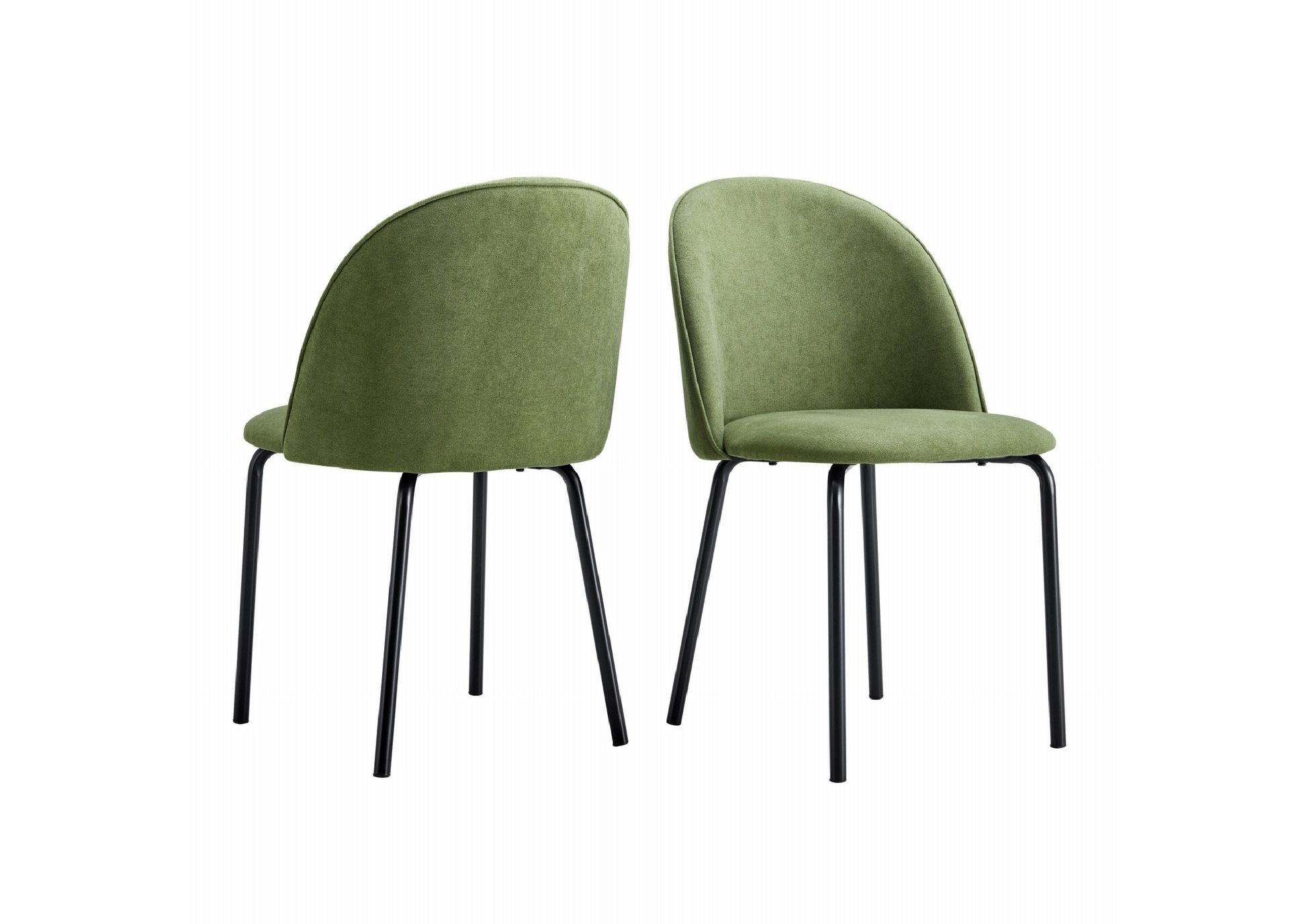 Green Modern Chair Set Of 2 With Iron Tube Legs, Soft Cushions And Comfortable Backrest, Suitable For Dining Room, Living Room, Cafe,Hairball Back Soft Green Fabric