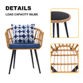 3 Piece Patio Bistro Set With Side Table, Outdoor Pe Rattan Conversation Chair Set,Furniture Of Coffee Table With Glass Top,Cushions & Lumbar Pillows For Garden,Backyard,Balcony Or Poolside Boho Blue Yes Blue Boho Pe Rattan Iron Waterproof Fabric