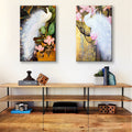 2 Panels Framed Elegant White Peacock Canvas Wall Art Decor,2 Pieces Mordern Canvas Decoration Painting For Office,Dining Room,Living Room, Bedroom Decor Ready To Hang Rectangle Framed Multicolor Oversized 41In Canvas Animals