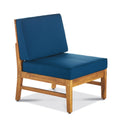 Perla 3 Seater Sofa And Table Set, Blue Blue Acacia Wood