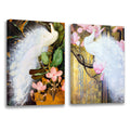 2 Panels Framed Elegant White Peacock Canvas Wall Art Decor,2 Pieces Mordern Canvas Decoration Painting For Office,Dining Room,Living Room, Bedroom Decor Ready To Hang Rectangle Framed Multicolor Oversized 41In Canvas Animals