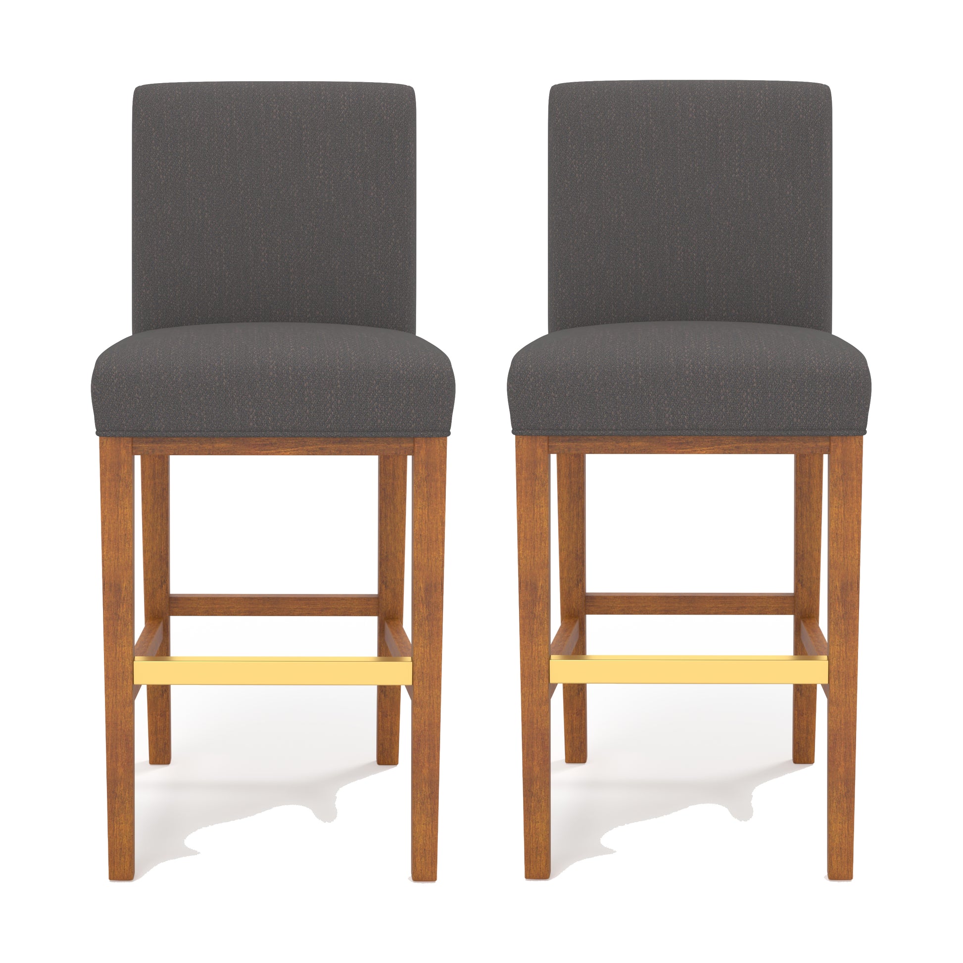Set Of 2 30.25'' Contemporary Fabric Bar Stool, Dark Grey Dark Grey Fabric