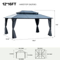 12' x 16' Gazebo Polycarbonate Double Roof Canopy